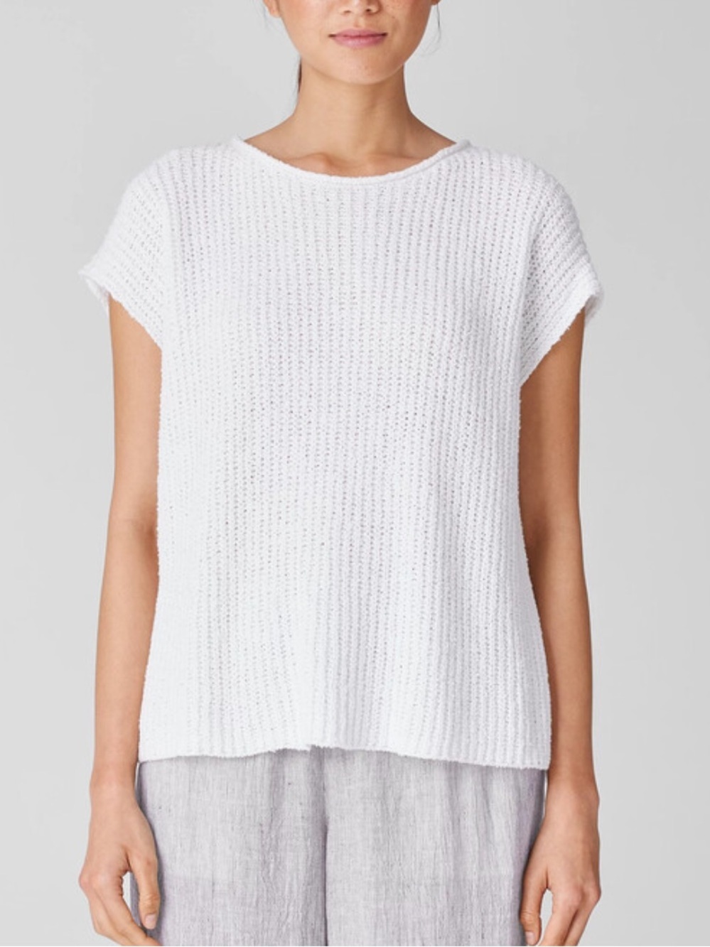 Eileen Fisher Peruvian Organic Cotton Boucle Square Sweater Vest Top